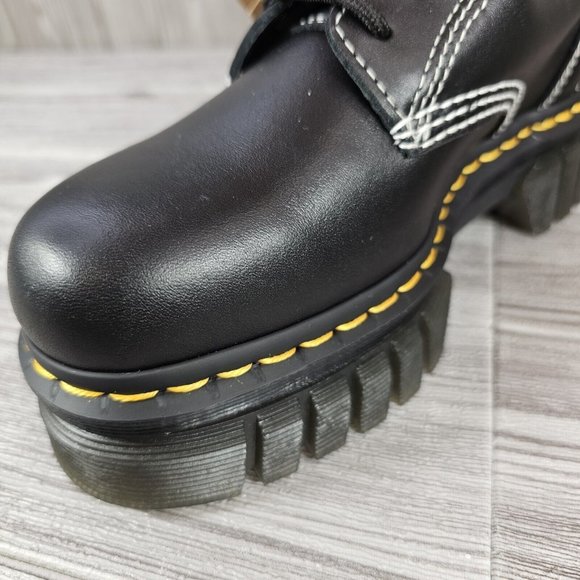 Dr. Martens Womens Audrick White Stitch Leather Platform Lace Up Boots - Size 7 - Picture 2 of 12